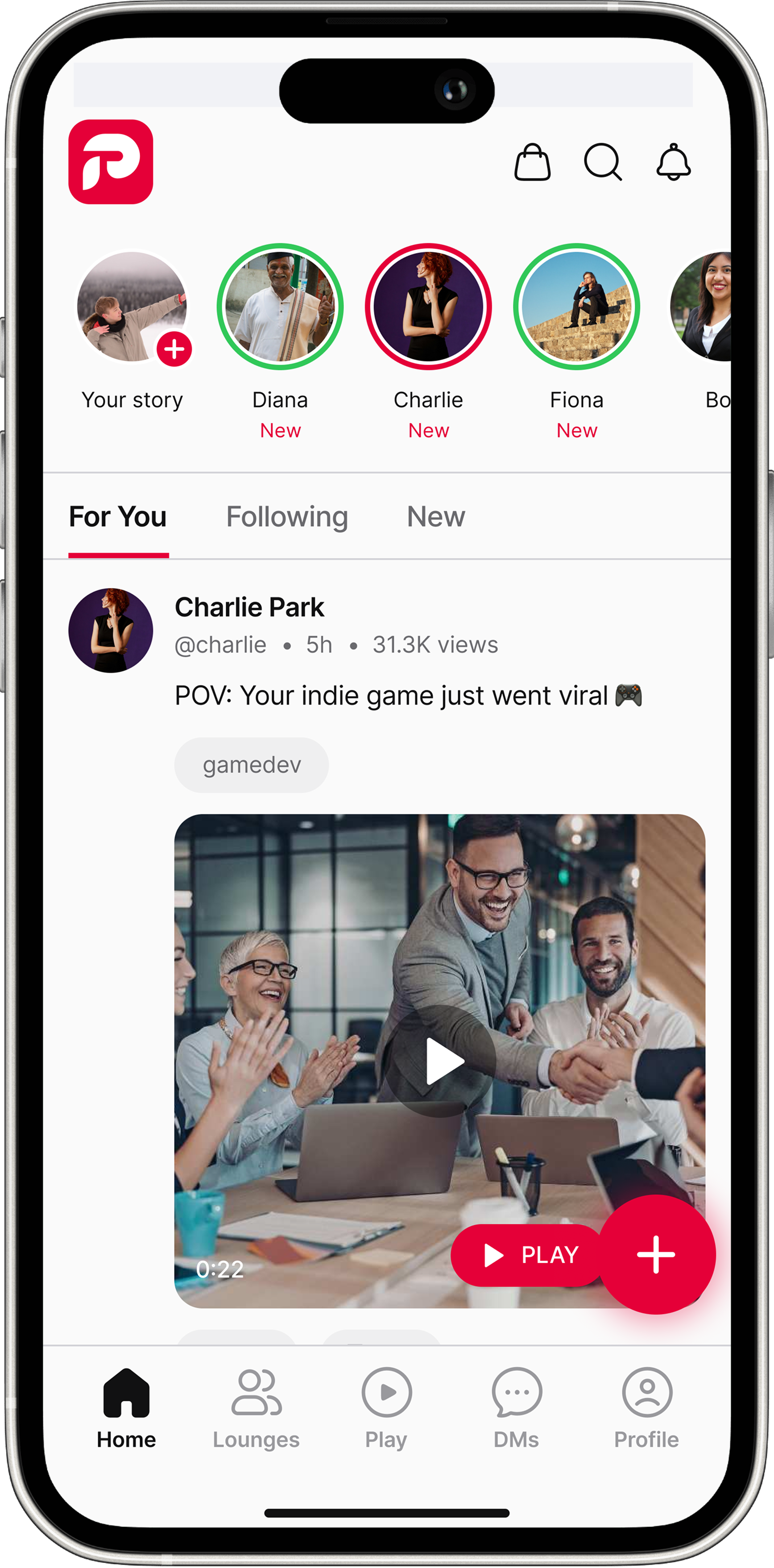 Parler Home Feed — stories and posts